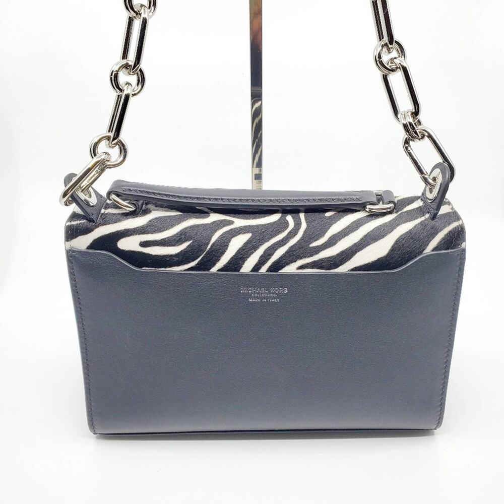 NWT Michael Kors Bancroft Black and White Calf Hair Shoulder Bag - Picture 3 of 11
